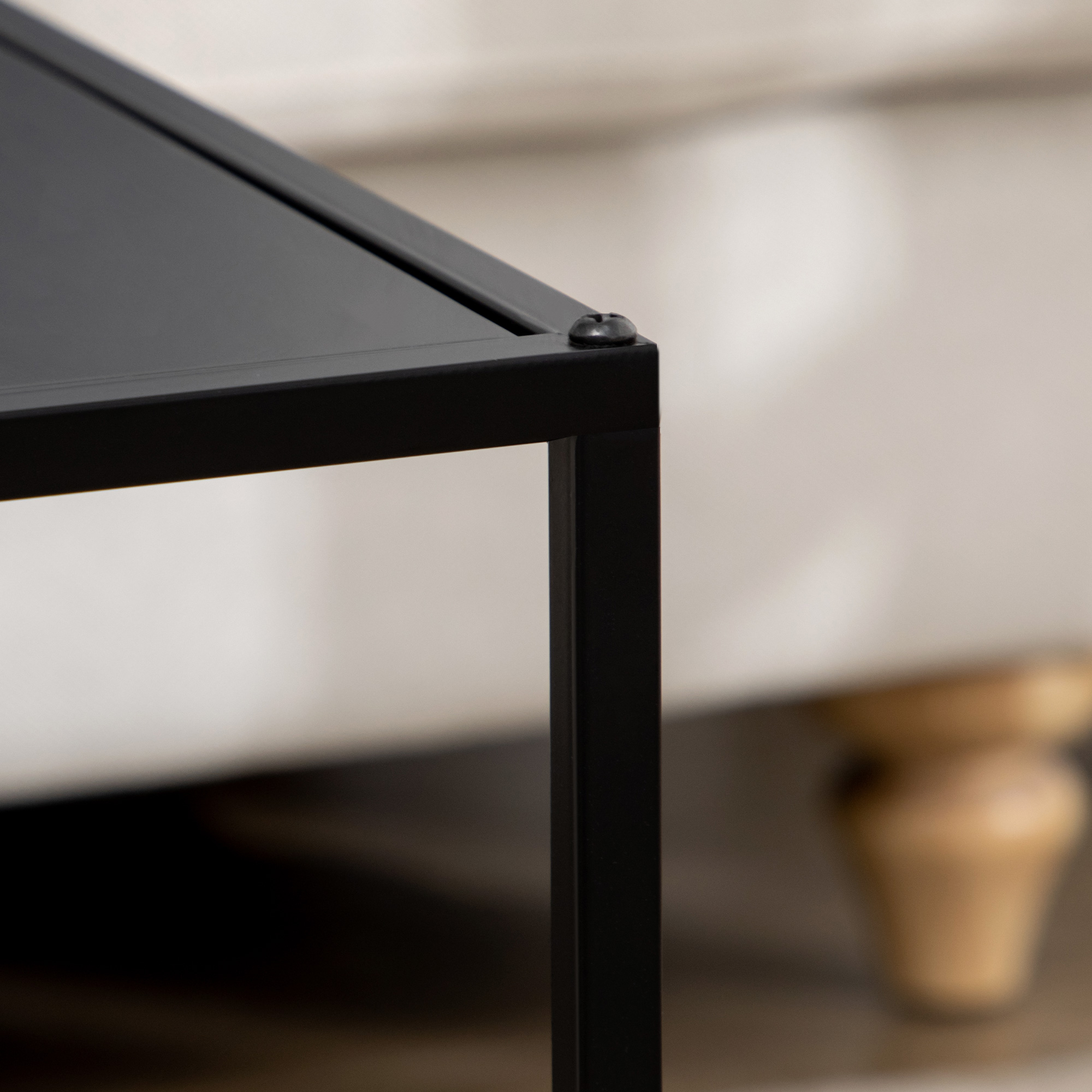 Beistelltisch, Couchtisch, Satztisch, 2er-Set, modernes Design, Stahlrahmen, schwarz, 40 x 40 x 40cm