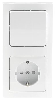 DELPHI Set Steckdosen + Schalter +Rahmen, 250V~/ 16A, Steckanschluss, weiß