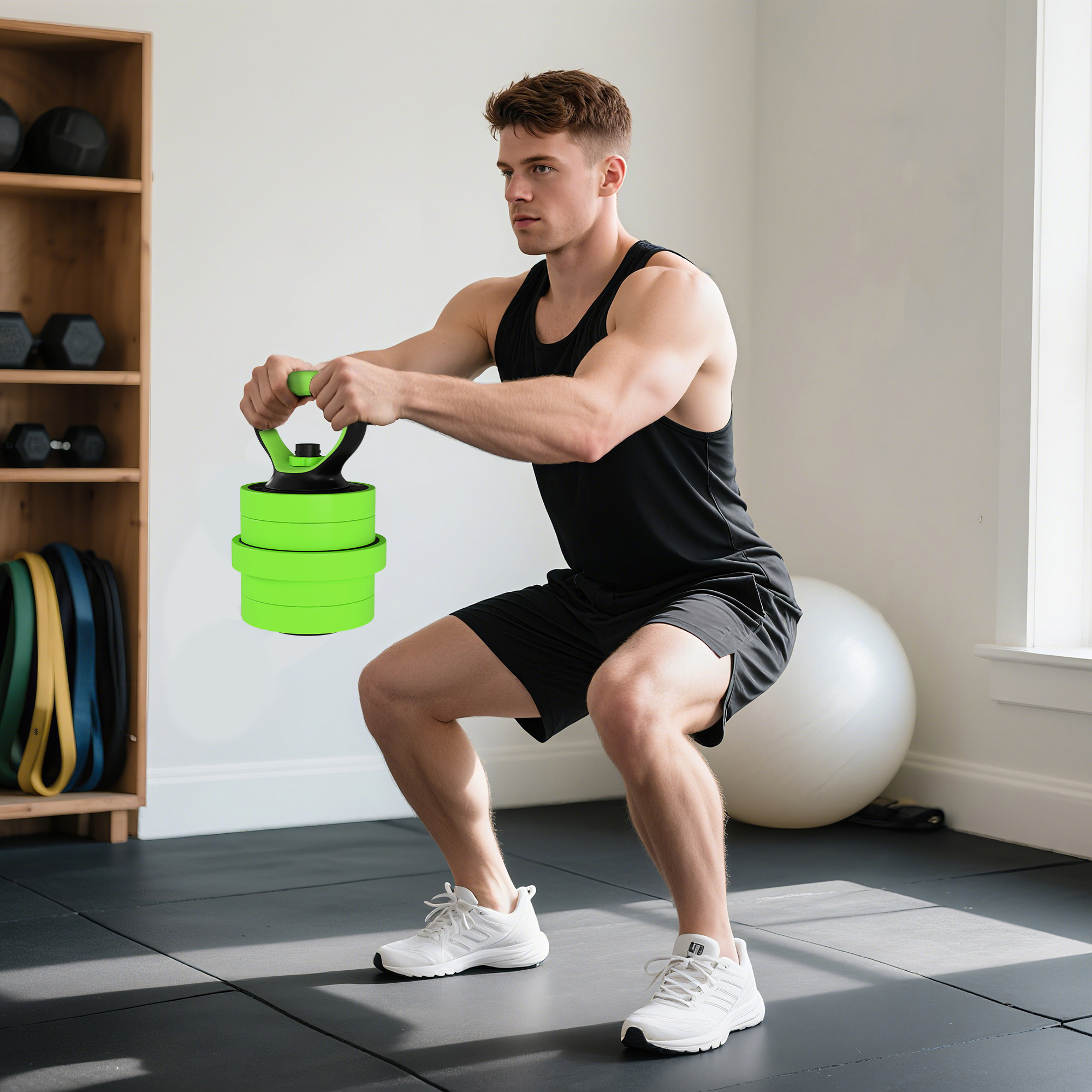 4 in 1 Hanteln Set 20 kg verstellbare Kurzhantel & Langhantel Kettlebell Liegestützgriffe Grün