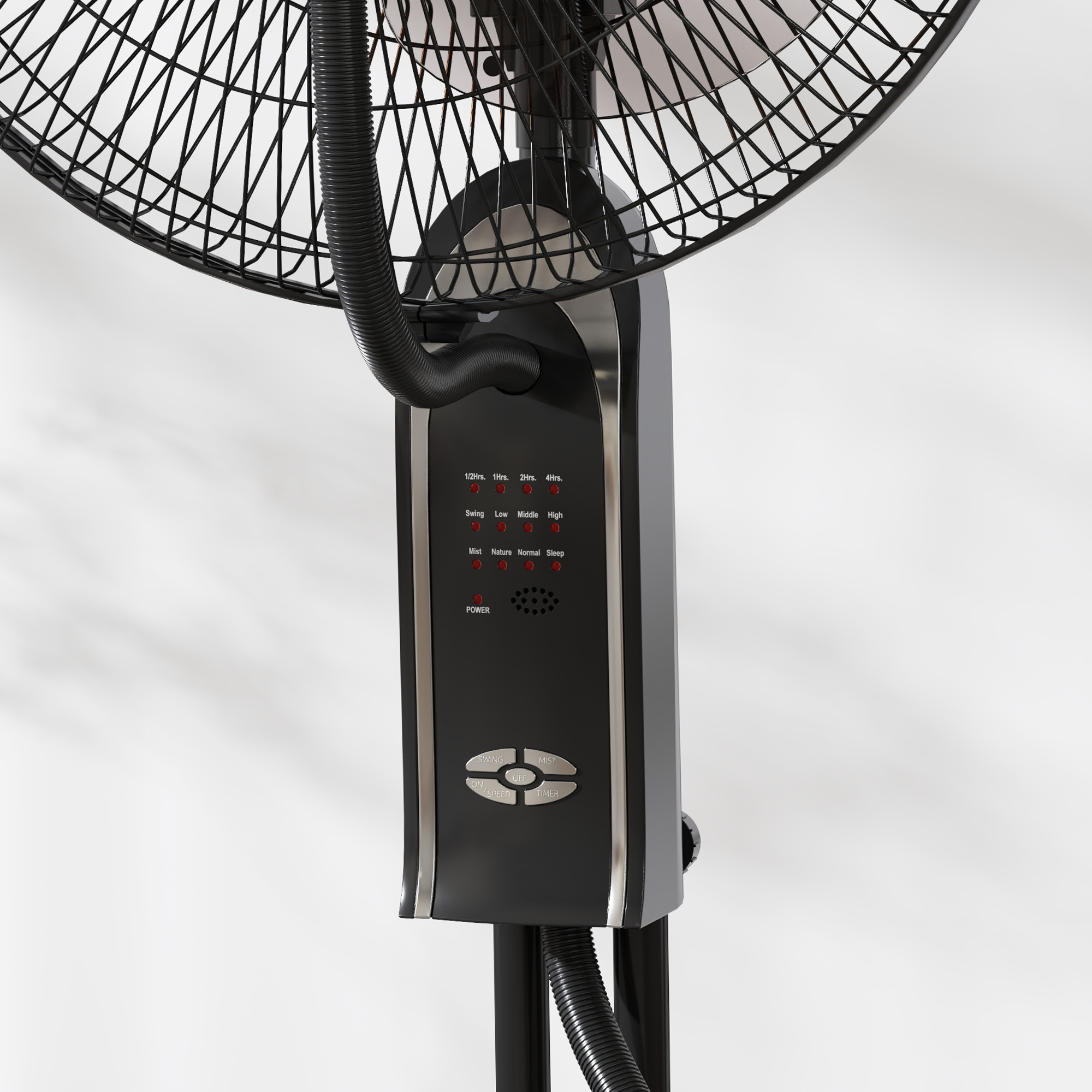 Ventilator mit Wasserkühlung, Luftbefeuchter, 10° Neigbar 70° Oszillierend 3 Geschwindigkeitsstufen 75W, Schwarz