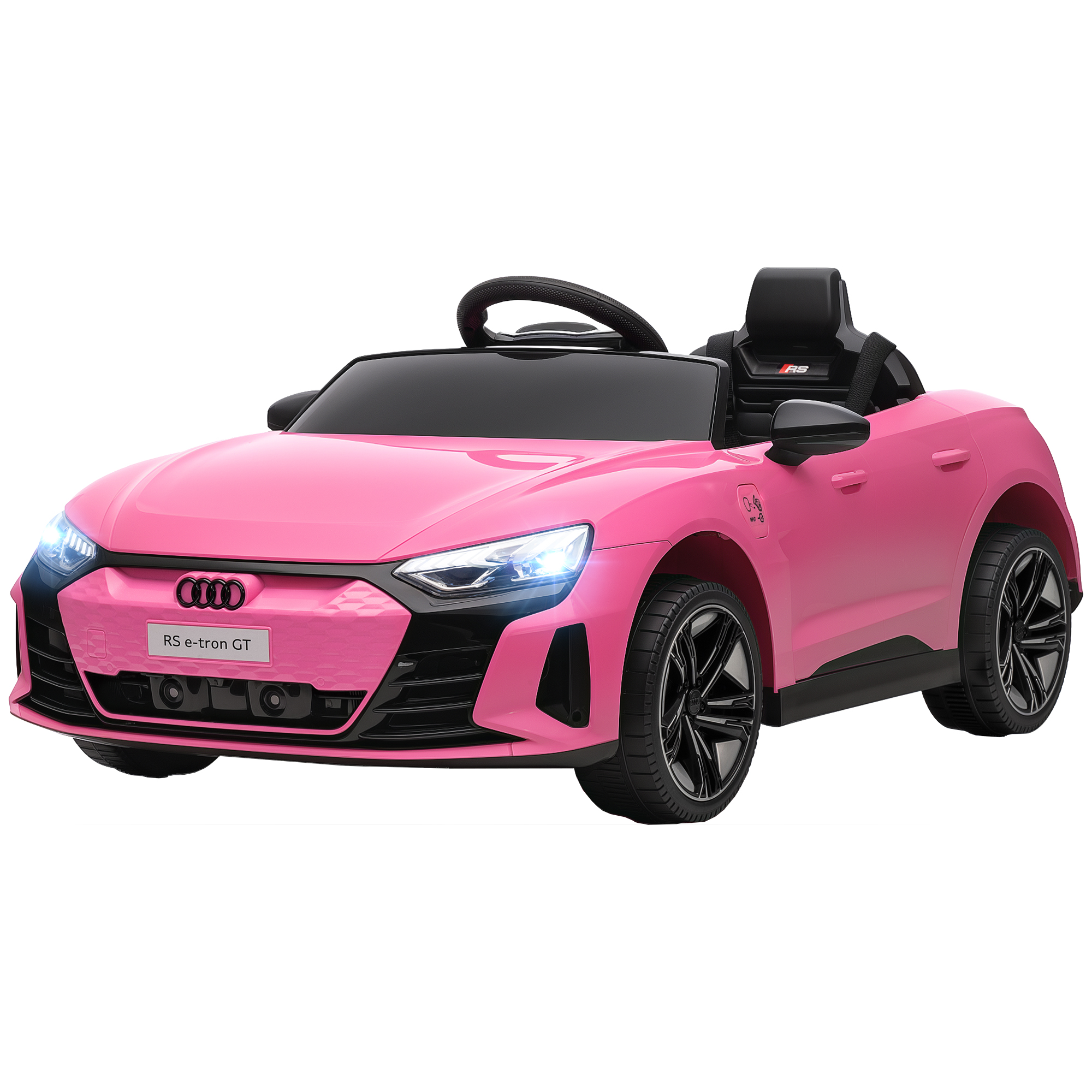 Kinder-Elektroauto mit Fernbedienung, Sicherheitsgurt, Hupe, Musik, Scheinwerfer, bis 5 km/h, 3-5 Jahre, Rosa