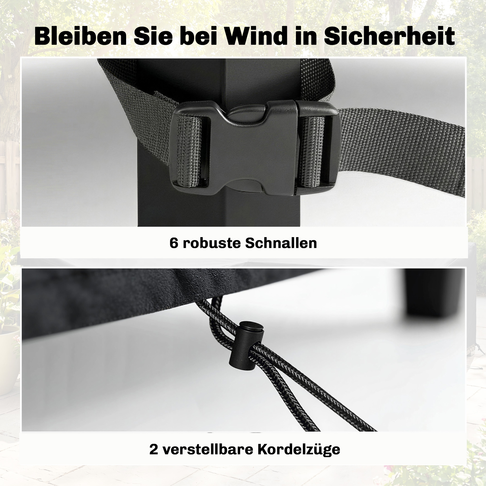 Schutzhülle für Gartenmöbel Winterfest Wasserdicht V-förmig Anti-UV Abdeckung 420D Oxford Gewebe 216x216x78 cm Schwarz