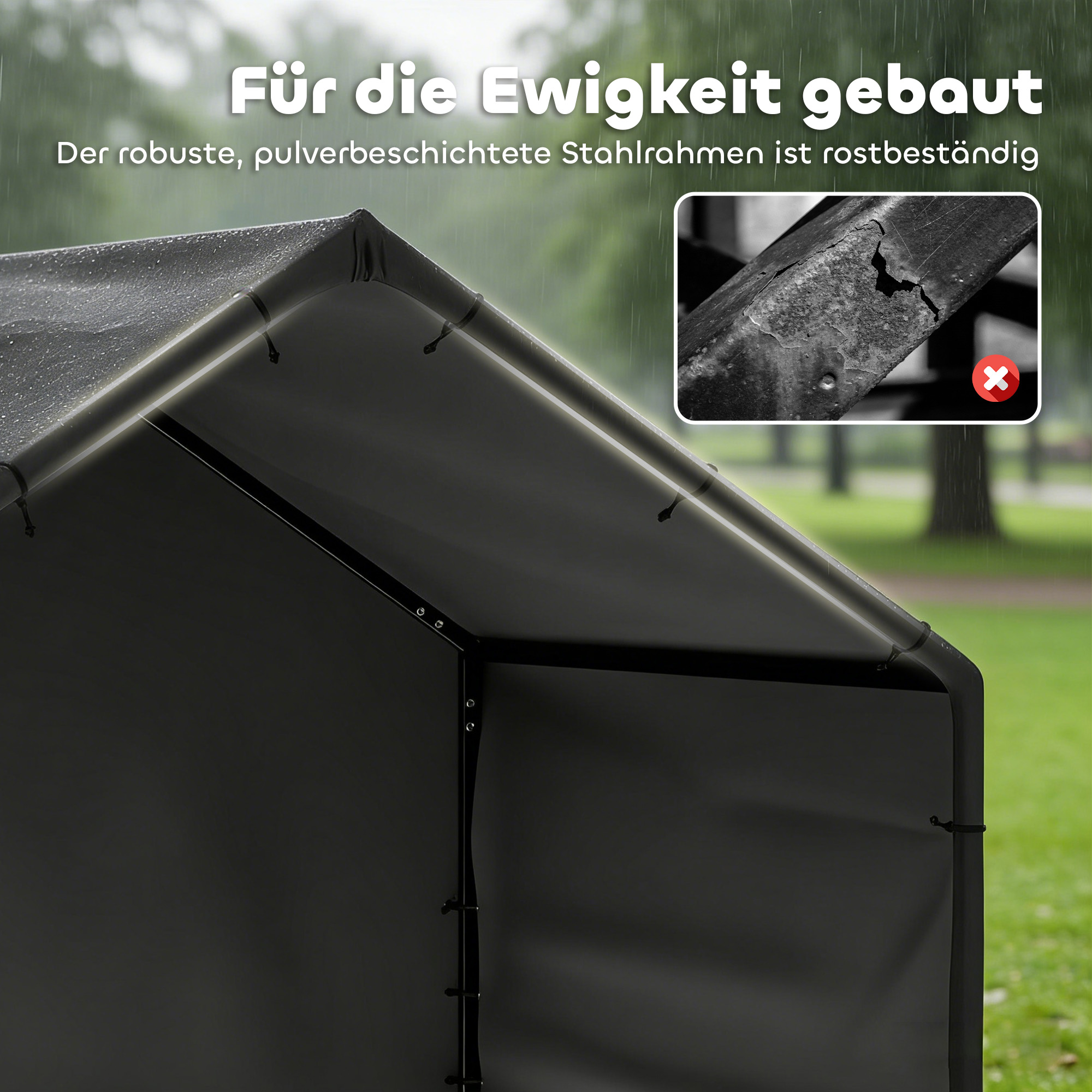 Hundehütte Hundehaus mit wasser- und UV-beständiger Überdachung, für Hunde bis 30 kg 125 x 110 x 93 cm Schwarz