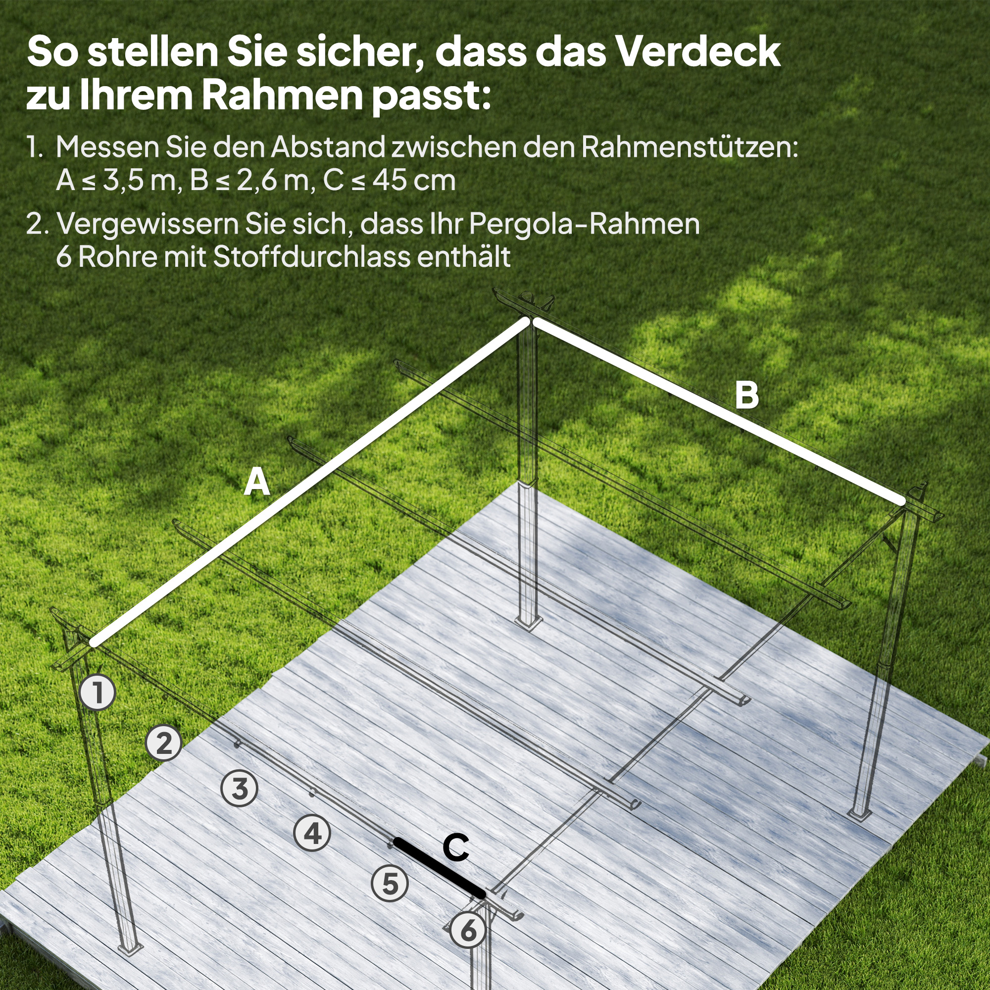Ersatzdach für 4 x 3 m Pergola, einziehbar, mit Regenabflusslöchern, wetterfest, Polyester, Kaffee
