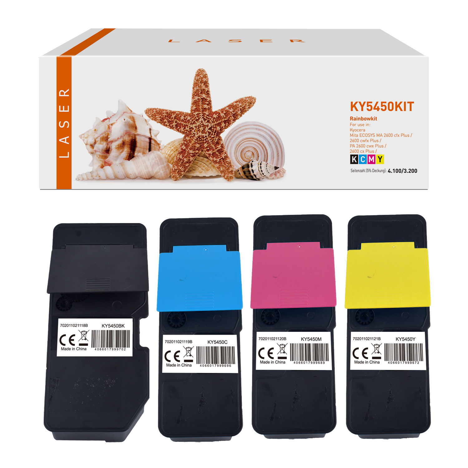 TK5450KIT alternativ Toner Rainbowkit für Kyocera / TK5450 / BK4.100 / CMY3.200 Seiten