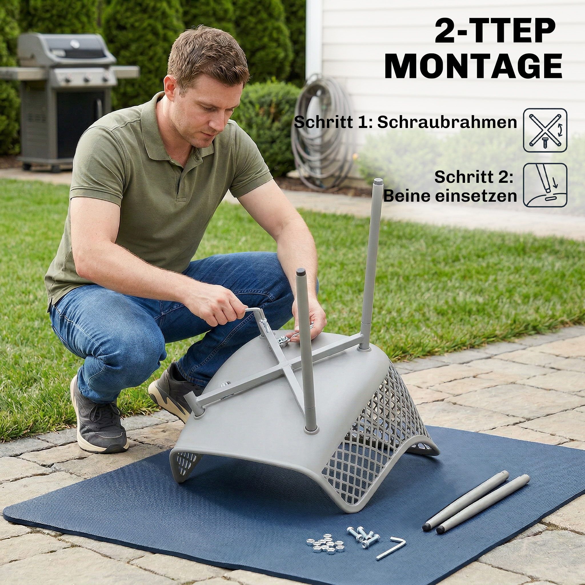 Gartenstuhl 4er Set UV-beständige Gartenstühle aus Kunststoff mit Armlehne Rückenlehne 56 x 51 x 84 cm Grau