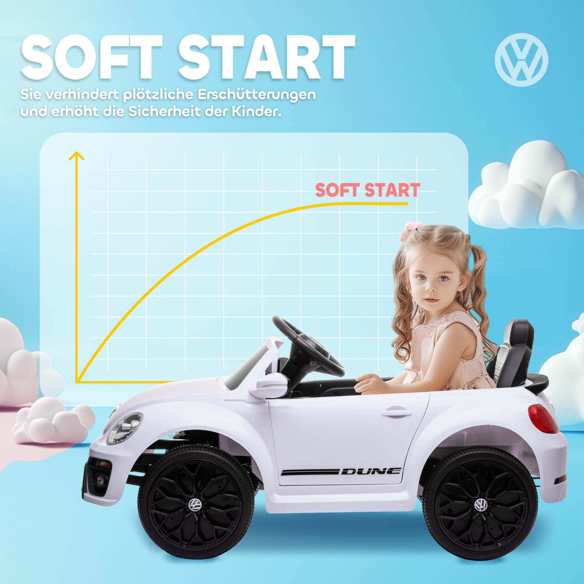 Kinderfahrzeug VW Käfer, weiß