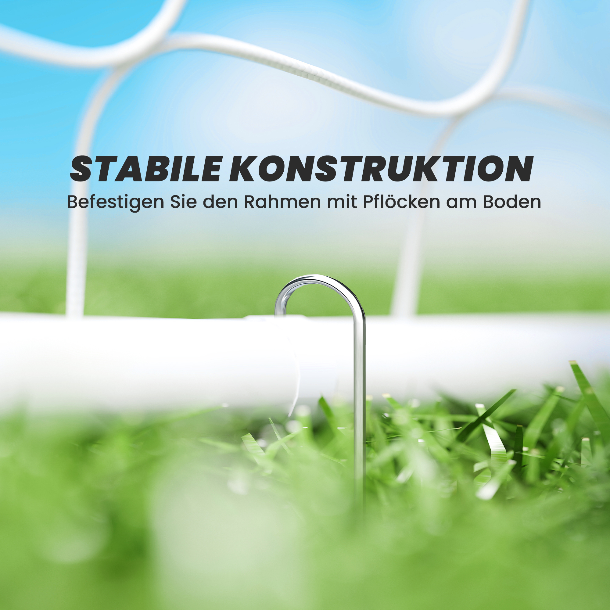 Fußballtor Kinder, Zielmarkierung, Stoßdämpfende Hülsen, Garten, 186x123cm, Weiß