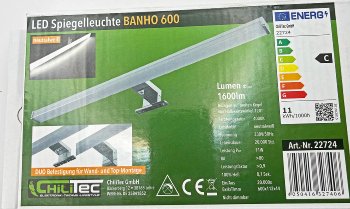 LED Spiegelleuchte IP44 "Banho 600" / 230V, 11W, 1600lm, 60cm, Neutralweiß
