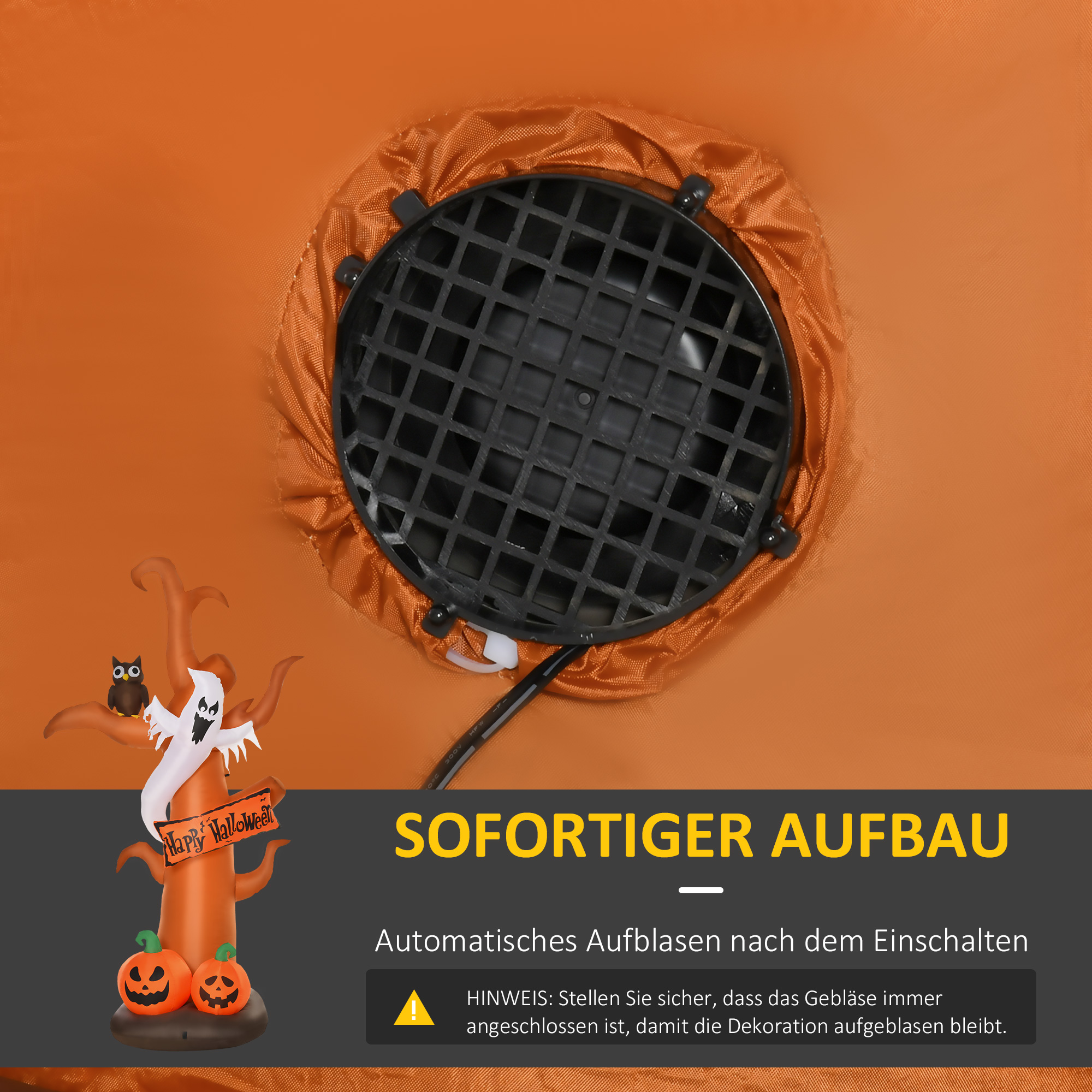 Selbstaufblasend Halloweendekoration mit LED-Lichtern, inkl. Gebläse und Befestigungsmaterial, 156cm x 107cm x 274cm Selbstaufblasend Halloweendekoration mit LED-Lichtern, inkl. Gebläse und Befestigungsmaterial, 156cm x 107cm x 274cm