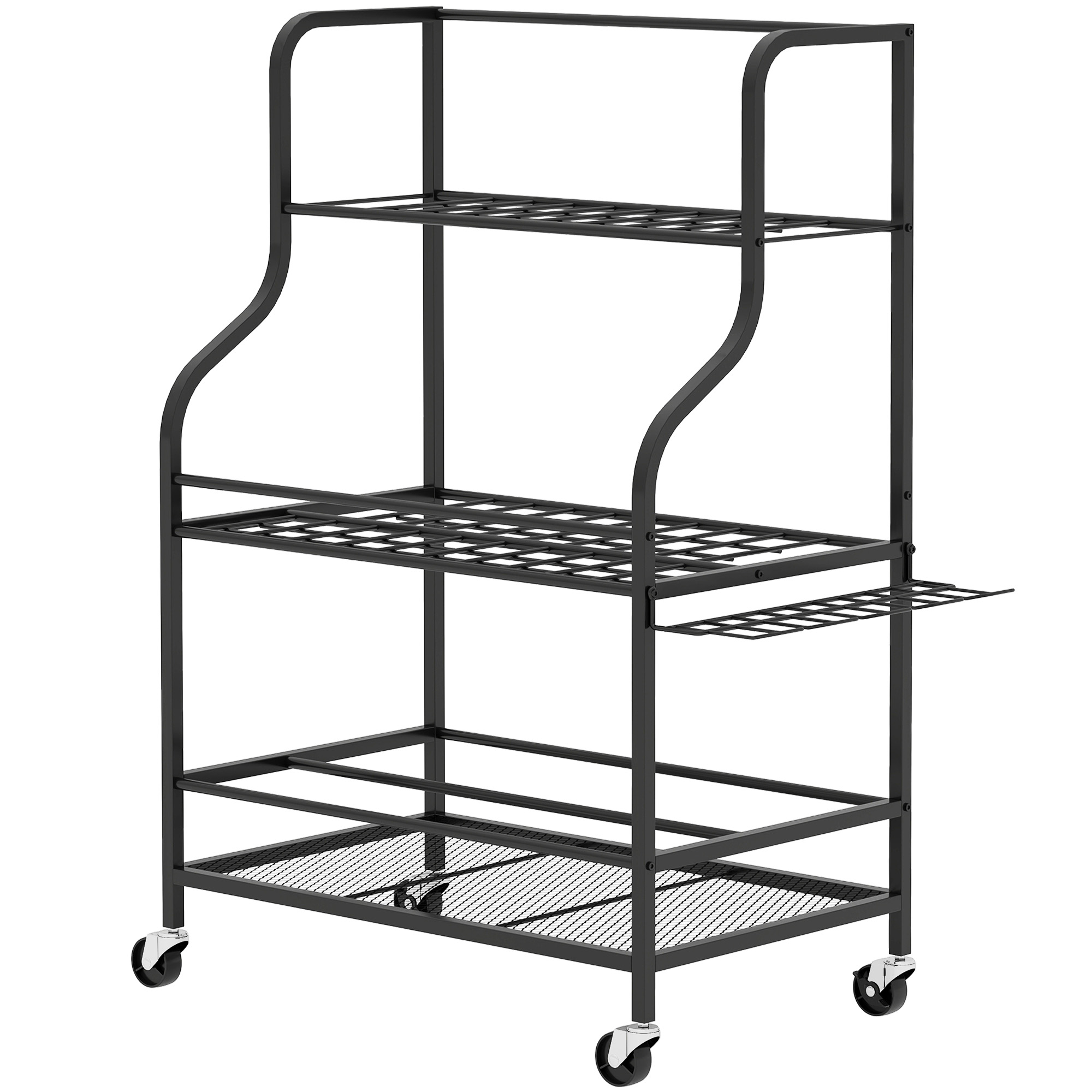 Gartenwerkzeug-Organizer 3-stufig Gartengeräte Ständer mit Haken bis 40 kg belast 77x40x97cm Schwarz