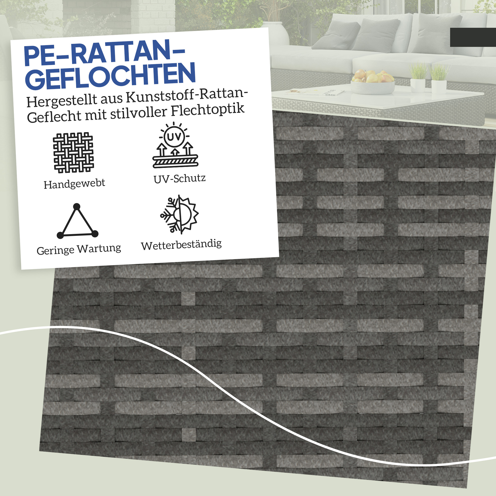 2er Set Rattan Hocker Sitzhocker mit Rattanoptik Stauraum Kissen Deckel 120 kg belastbar 40x40x41cm Dunkelgrau