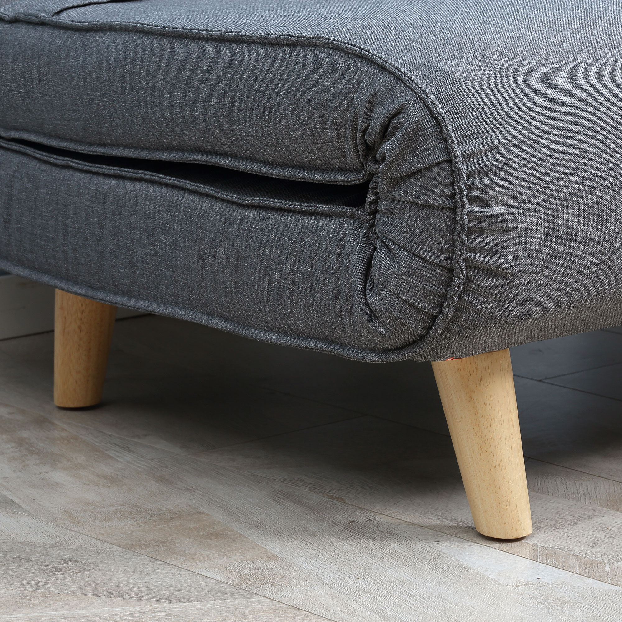 Einzelsofa Schlafsofa Sofabett Klappsofa verstellbar Rückenlehne Liege nordisch skandinavisch 25D Schaumstoff Haus Leinenimitat Kautschukholz Grau 94 x 78 x 80 cm