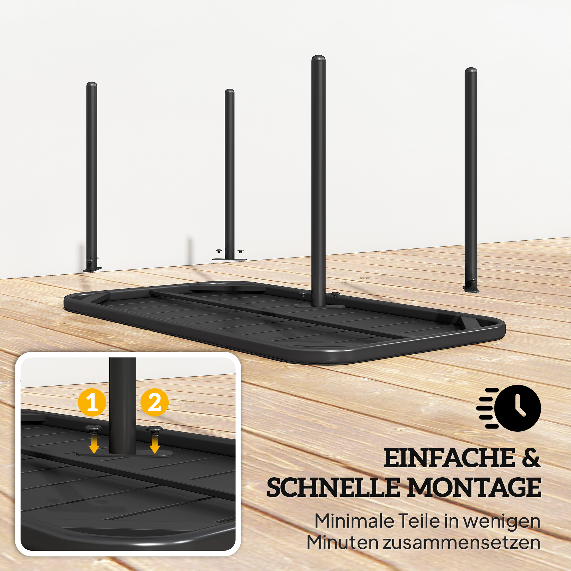 Outdoor-Couchtisch, wetterfester rechteckiger Metall-Patiotisch mit Lamellentischplatte für den Außenbereich