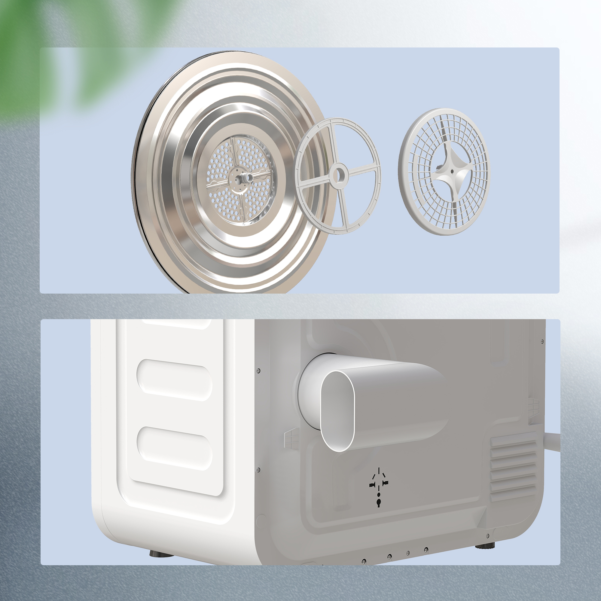 4 kg Wäschetrockner, kompaktes Design, 5 Modi, Timer, Weiß+Schwarz