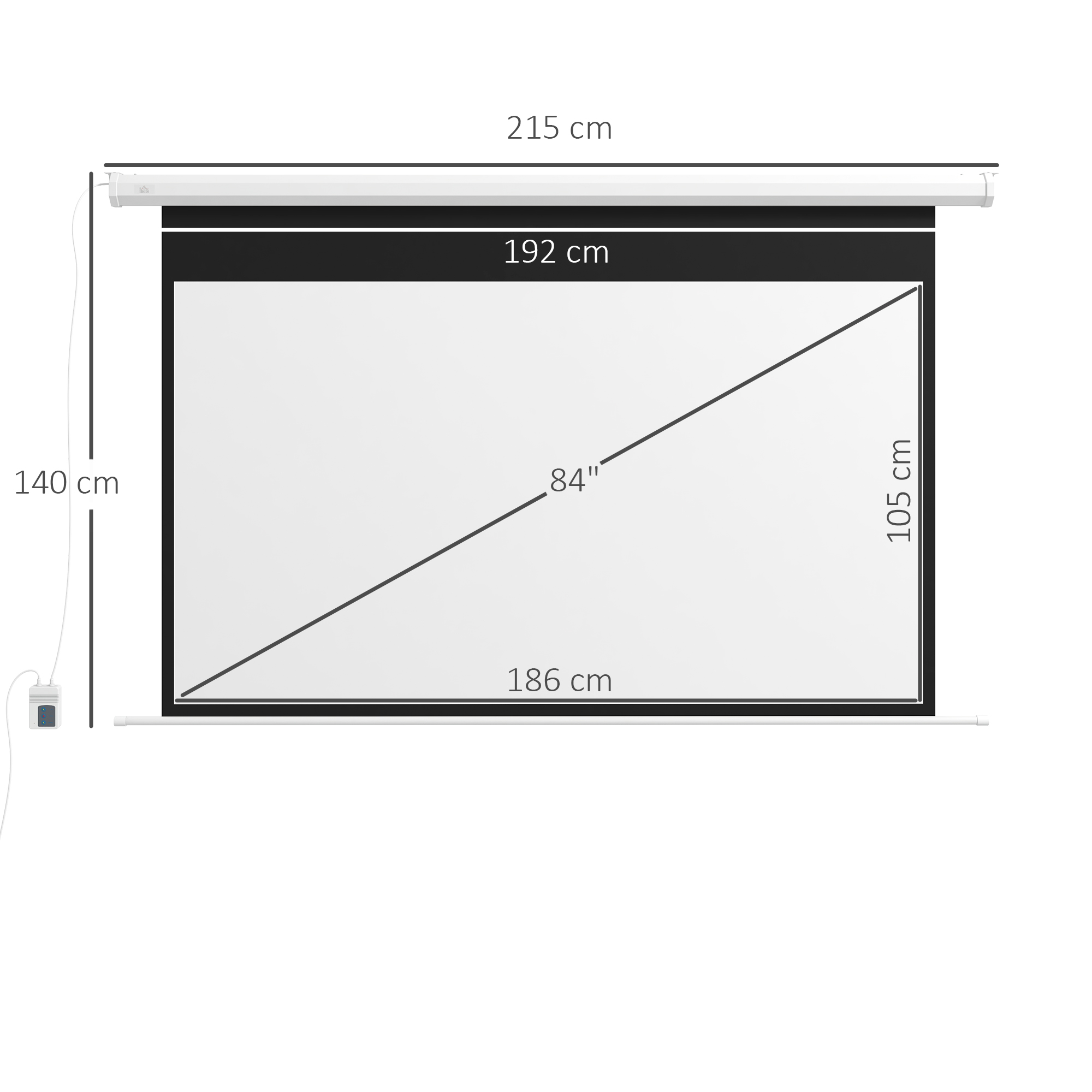 Beamer-Leinwand, Projektionsleinwand, 16:9, 84 Zoll, Fernbedienung, Motor