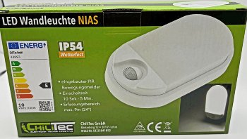 LED Wandleuchte "NIAS" IP54, 4000K / 10W, 1010lm, 140° Bewegungsmelder