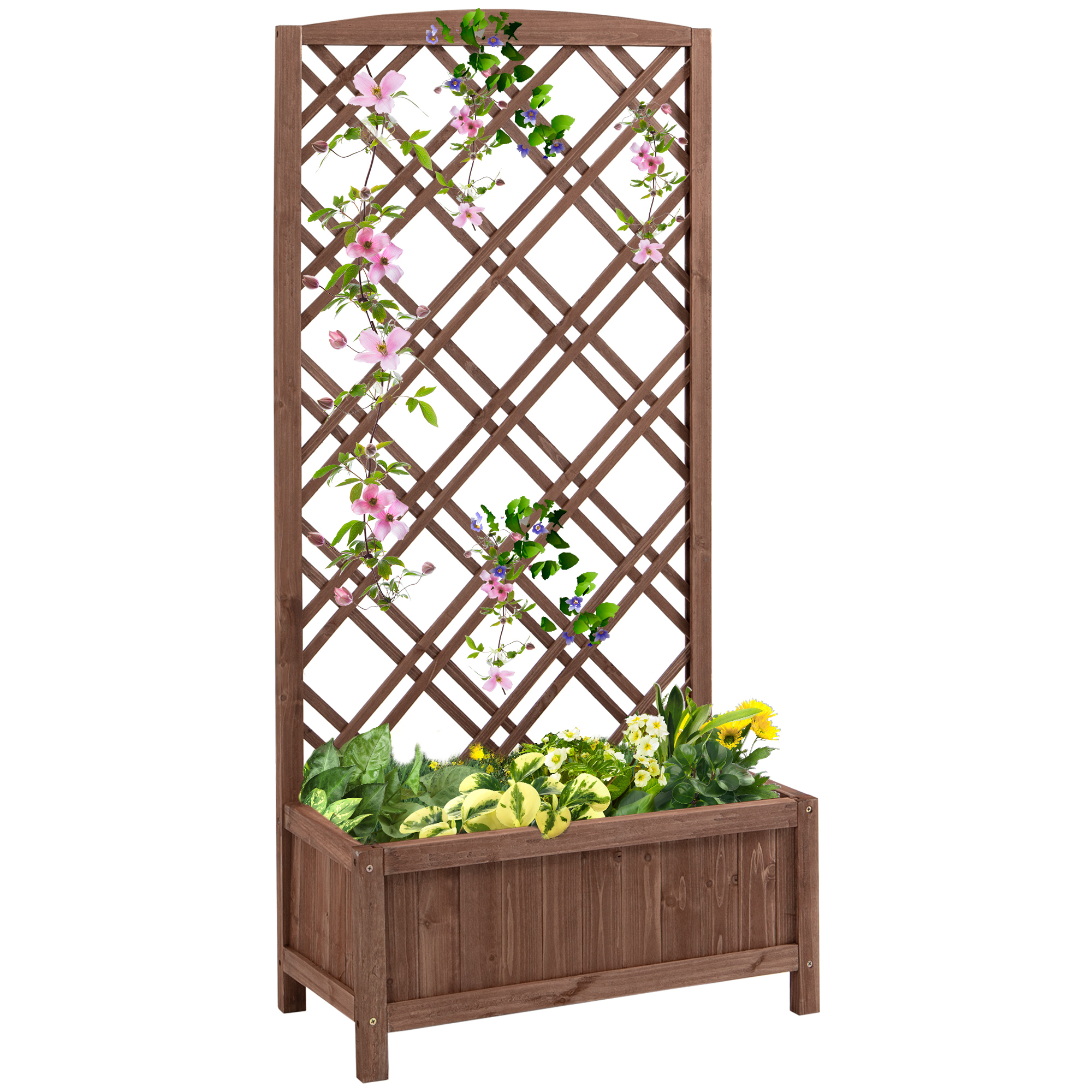 Hochbeet Blumenständer Garten Pflanzkasten mit Rankgitter Holz Rankkasten Gelb 60 x 30 x 122,5 cm Hochbeet Blumenständer Garten Pflanzkasten mit Rankgitter Holz Rankkasten Gelb 60 x 30 x 122,5 cm