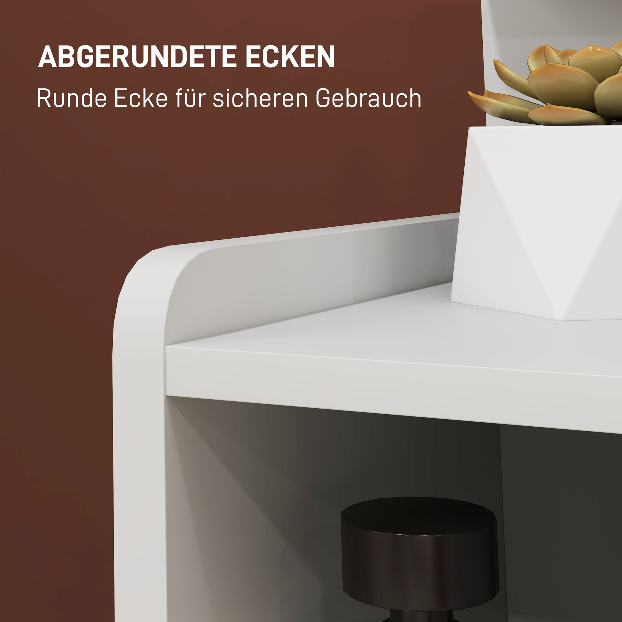 Nachttisch mit 2 Schubladen, offener Ablage, 40x30x60 cm, Weiß