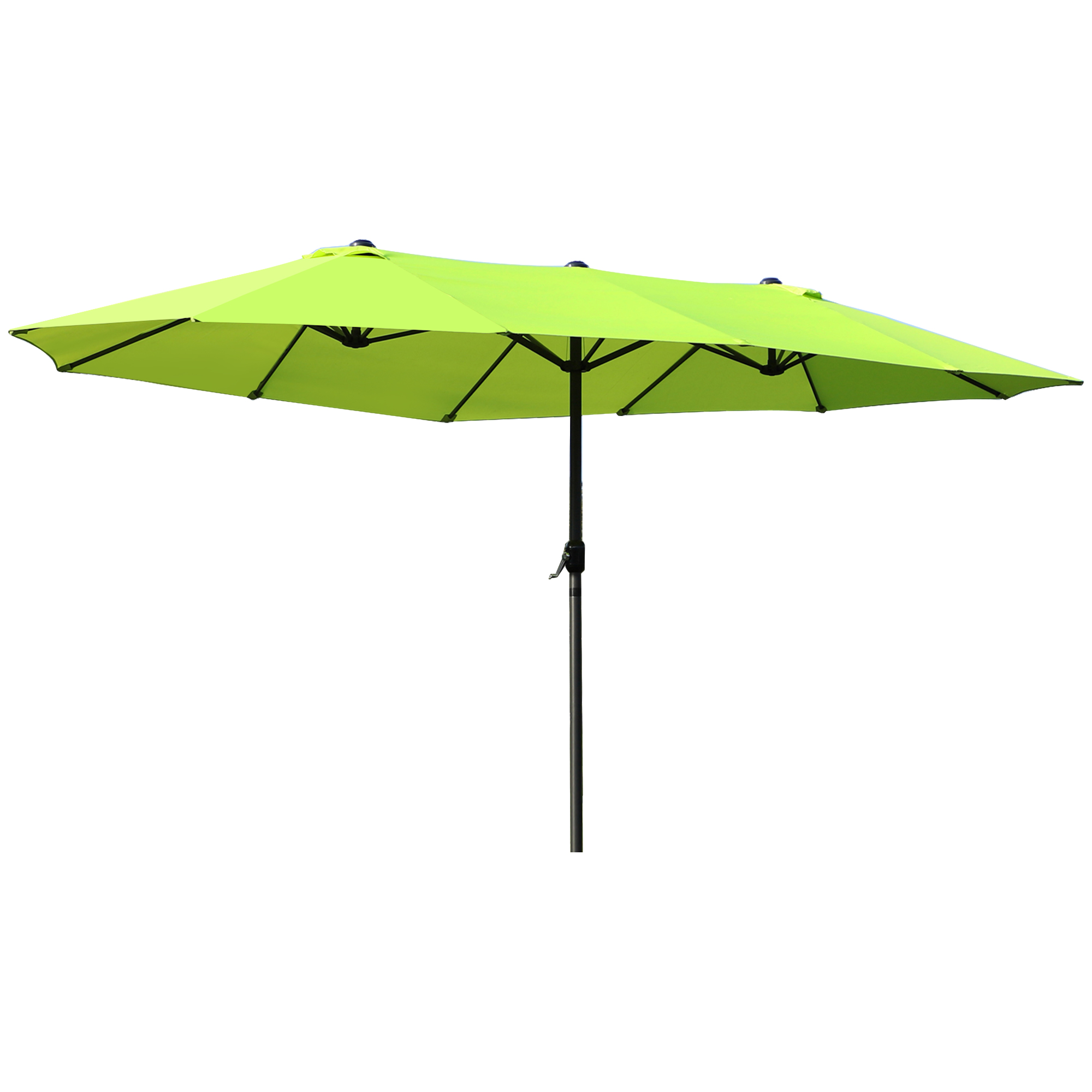 Doppelsonnenschirm 455 x 270 cm Gartenschirm mit Handkurbel oval stabil Metallstange Marktschirm Doppelsonnenschirm Terrassenschirm Sonnenschutz für Strand Balkon Terrasse Garten Grün