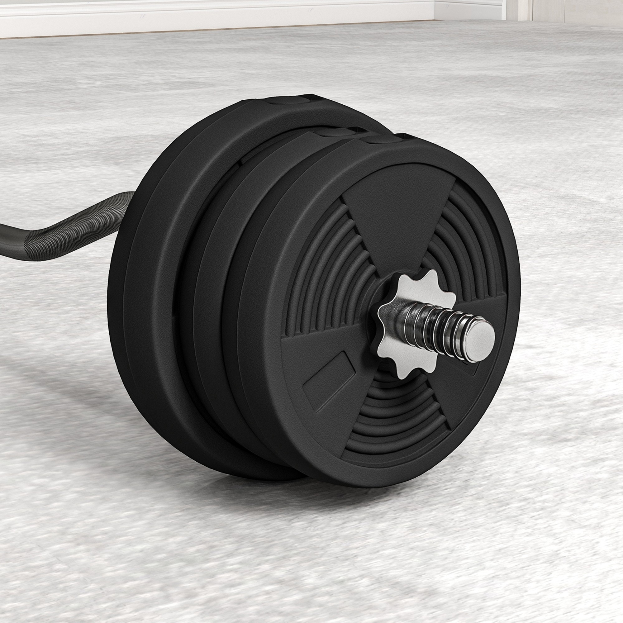Langhantel Set 25kg Rutschfeste Curlstange mit 6 Gewichten, PVC-Beschichtung, Hantelstange aus Stahl