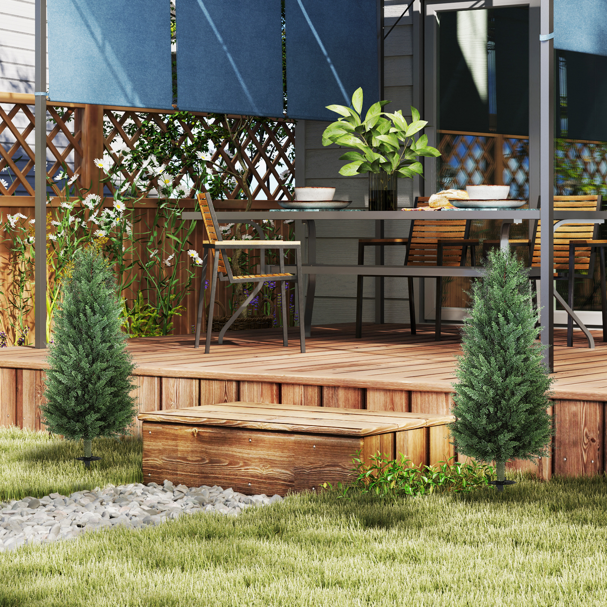 2er-Set Kunstpflanzen, künstliche Zypressen mit je 831 Blättern, vielseitig, Grün