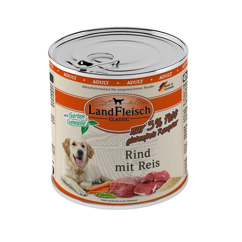 Landfleisch Dog Classic Rind mit Reis & Gartengemüse extra mager - 800g Landfleisch Dog Classic Rind mit Reis & Gartengemüse extra mager - 800g