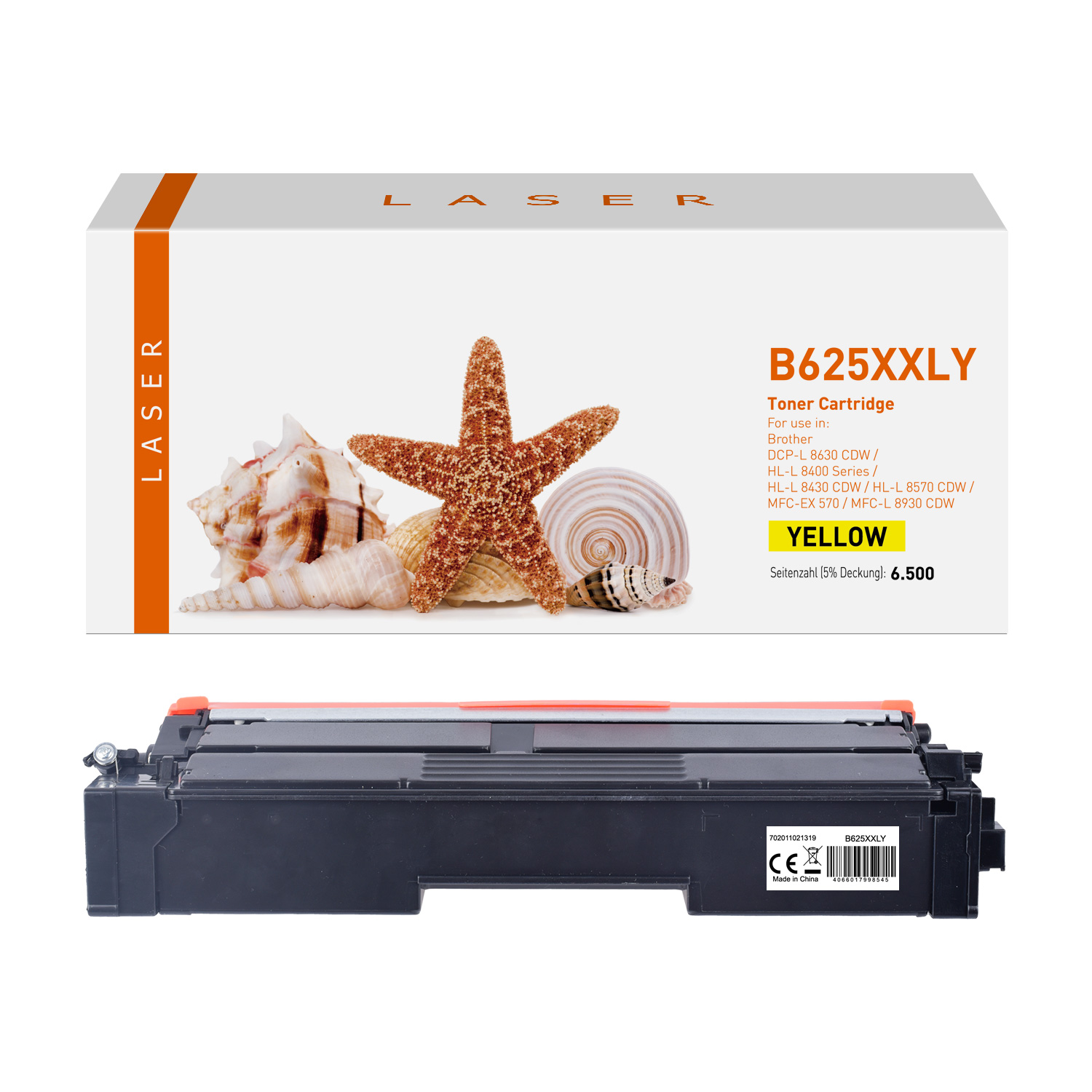 Toner gelb, alternativ zu Brother TN-625 XXL Y, 6500 Seiten