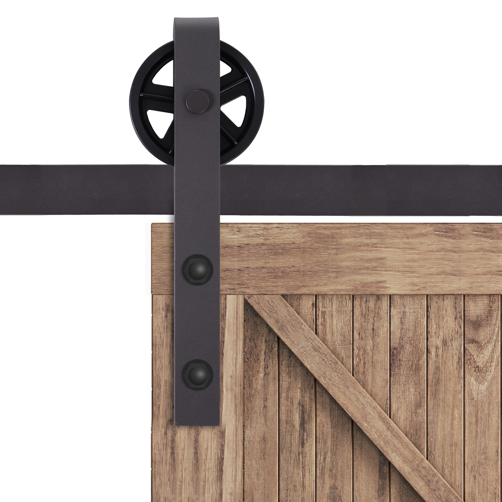 Gleitschienen-Bausatz für Schiebetür, inkl. Schienen, Rollen, Bodenstopper, 183 cm, bis 100 kg belastbar, Dunkelbraun