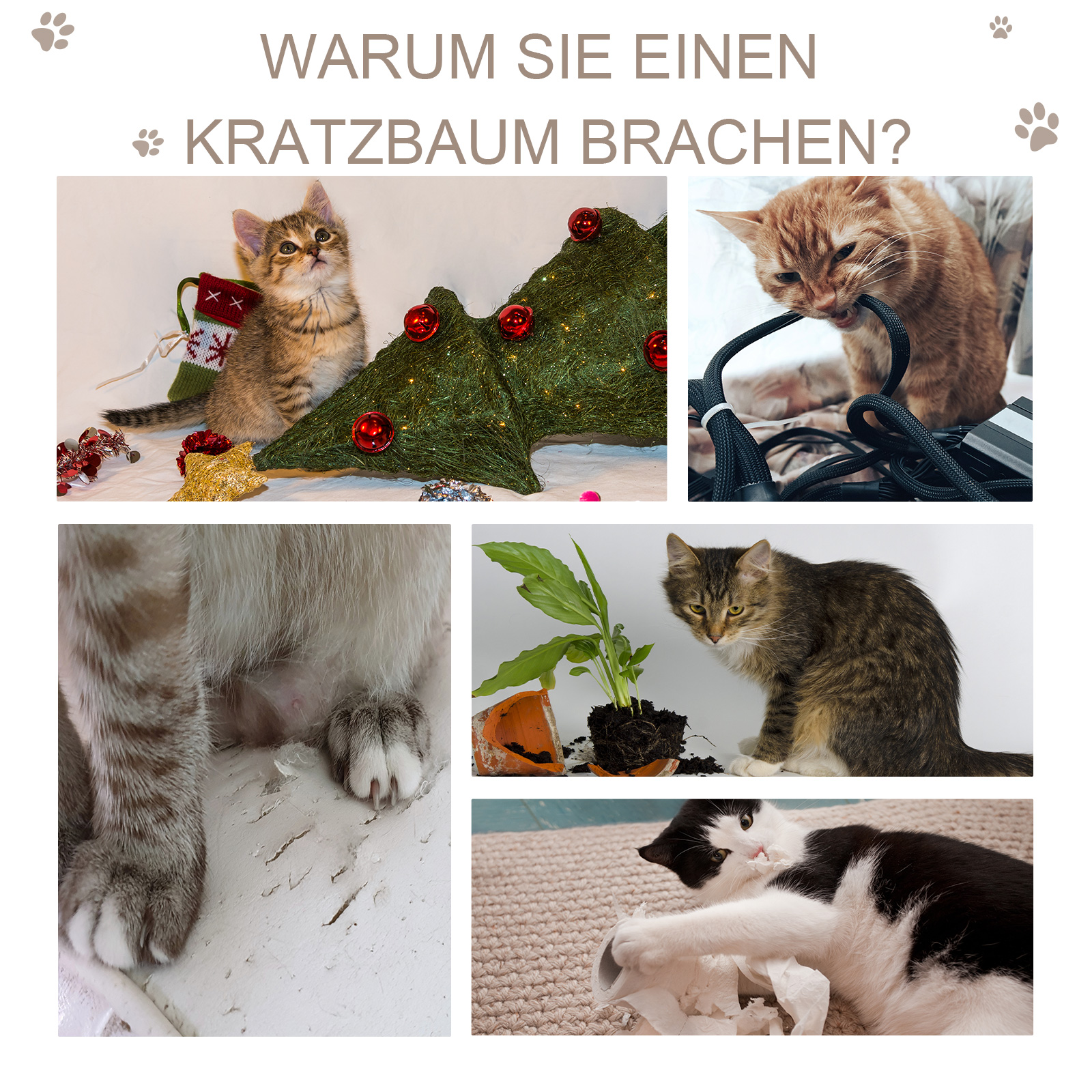 Kratzbaum 72 cm Katzenturm mit Plüschballen, Sisalstämme, Plattform, Kratzbrett mehrstöckiger Katzenkratzbaum, Kletterbaum, für mittelgroße Katzen, Grau