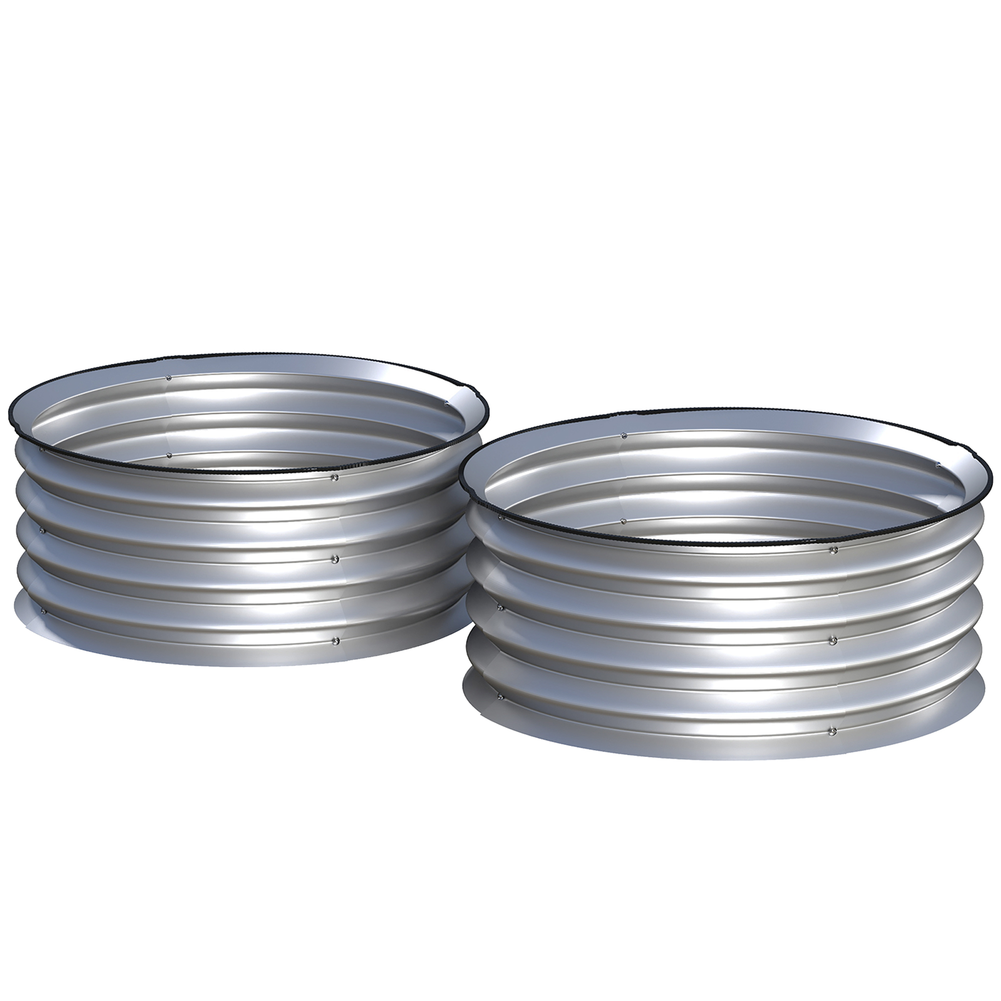 2er-Set Hochbeet Pflanzenbeet, modulares Hochbett, 2 Stück, ohne Boden, Ø60 x 30 cm. Silber