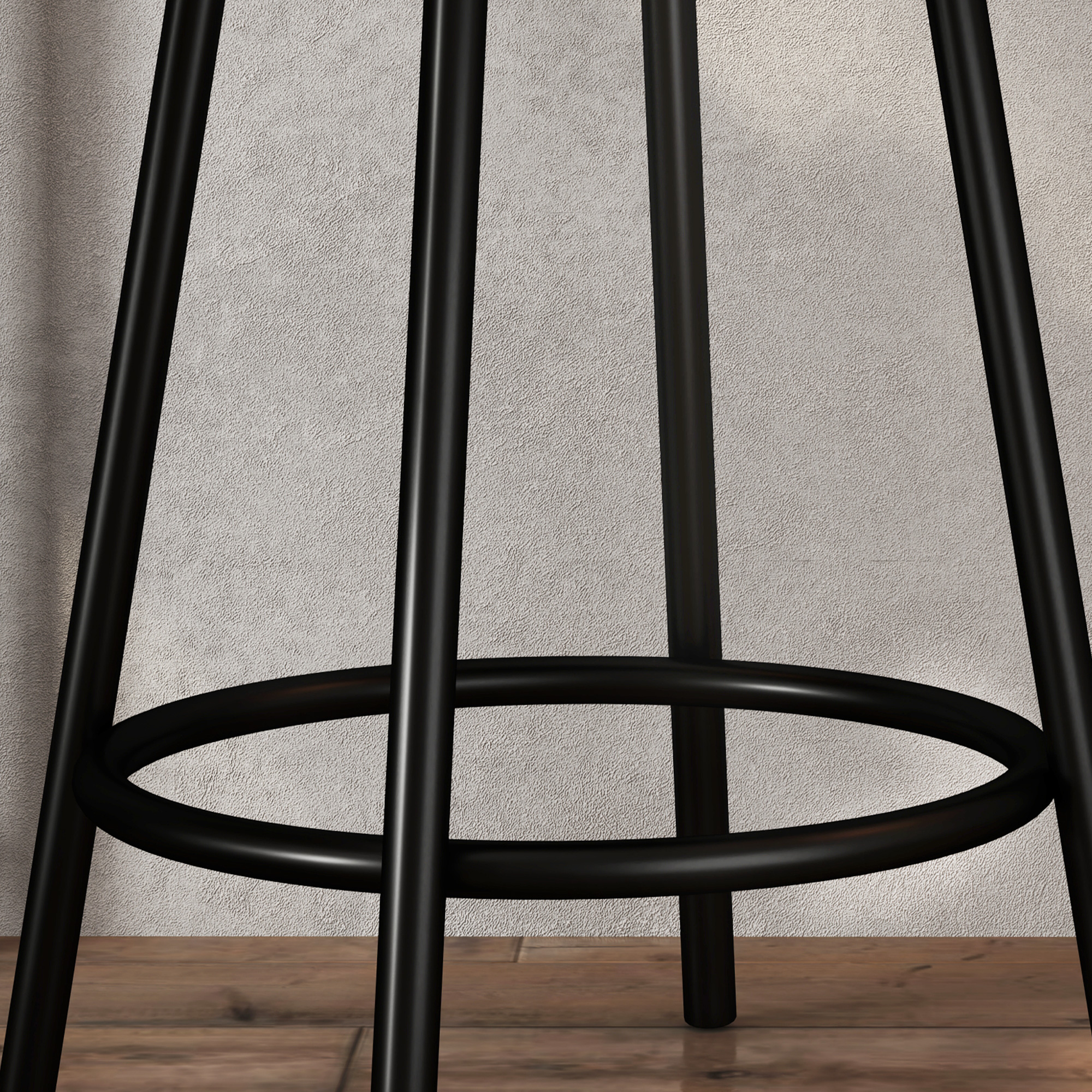 3-teiliges Ess-Set mit Bartisch und 2 Stühlen, Kleines Küchenset mit seitlichen Regalen, MDF, Metall, Schwarz