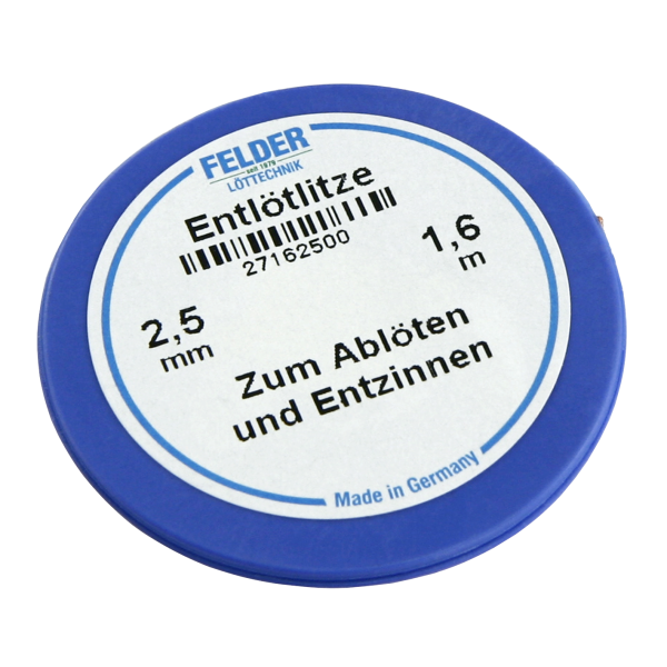 Entlötlitze FELDER, 2,50mm, mit halogenfreiem Flussmittel getränkte Kupferlitze, 1,60m Spule