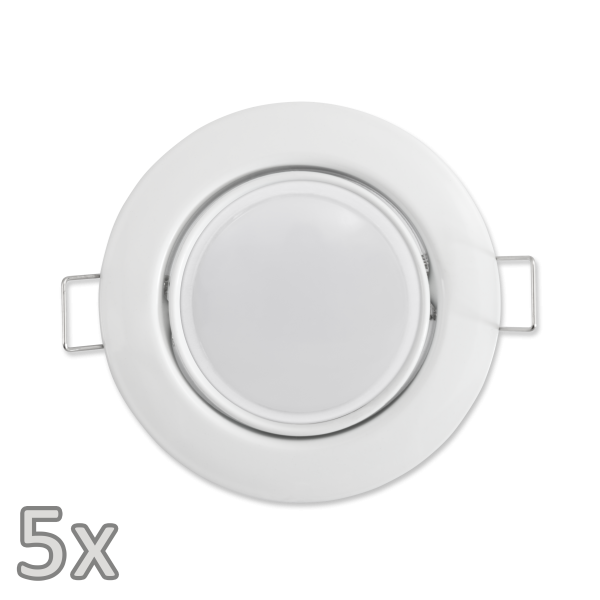 Einbauleuchten-Set McShine, 5xRahmen, 5xLED-Modul, 7W, 608Lumen, 230V, weiß