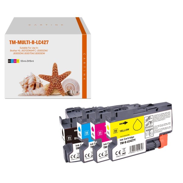 Multipack LC427 alternativ (Pigment) Tinte Brother / LC427VAL / BK55ml / C,M,Y16ml