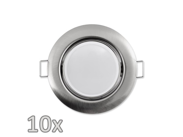 Einbauleuchten-Set McShine,10xRahmen, 10xLED-Modul, 5W, 440lm, 230V, Edelstahl