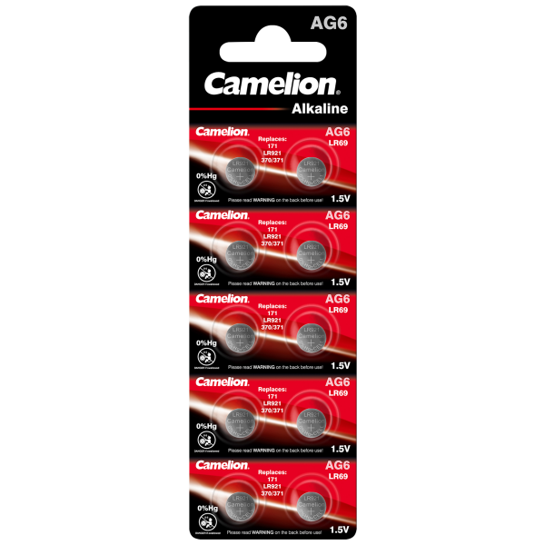 Knopfzelle CAMELION, AG6, 1,5V, Alkaline, 10er-Blister