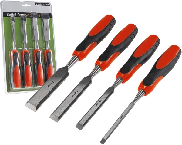 Stechbeitel Set, 4-teilig / CRV, 6, 12, 18, 24mm