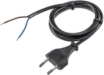 Netzkabel Euro, blankes Ende, 1,5m - H03VVH2-F2 0,75 mm² 2,5A/250V schwarz