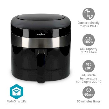 SmartLife Heißluftfritteuse | Wi-Fi | 7,2 l | Timer: 60 min | Anzahl voreingestellter Programme: 8 |