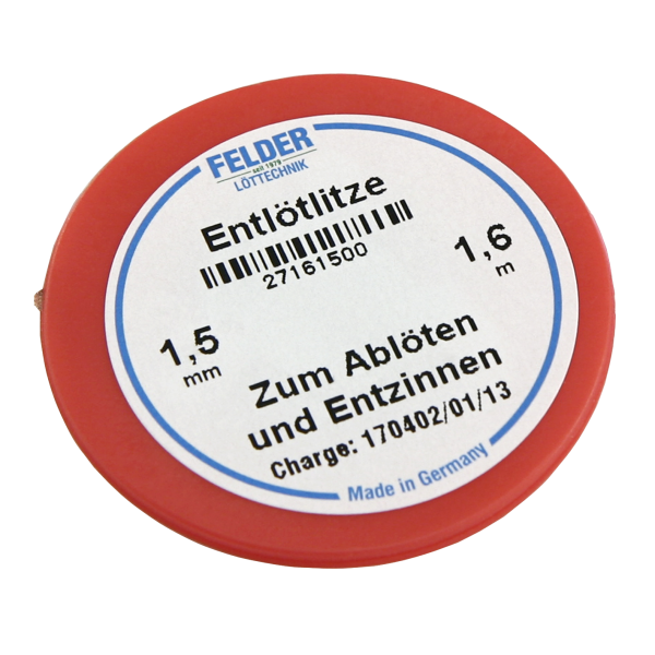 Entlötlitze FELDER, 1,50mm, mit halogenfreiem Flussmittel getränkte Kupferlitze, 1,60m Spule