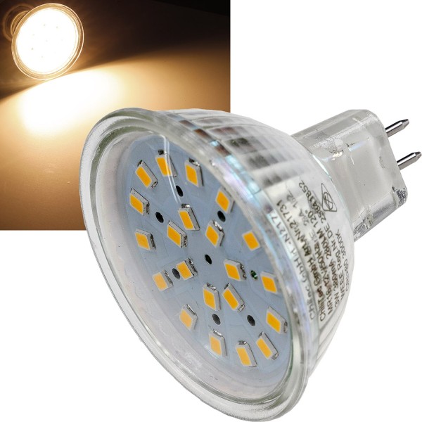 LED Strahler MR16 "H40 SMD" / 120°, 3000k, 330lm, 12V/3W, warmweiß