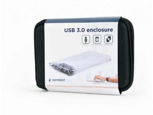 Gembird USB 3.0 2.5 Gehäuse für 9.5 mm Laufwerke transparent EE2-U3S9-6