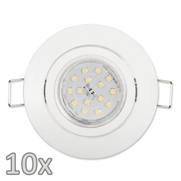 Einbauleuchten-Set McShine, 10xRahmen, 10xLED-Strahler, 5W, 500lm, weiß