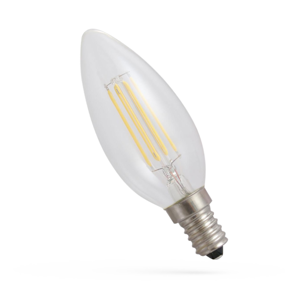 LED Filament Kerzenlampe, E14, 230V, 4W, 1800K - ultra warmweiß, klar