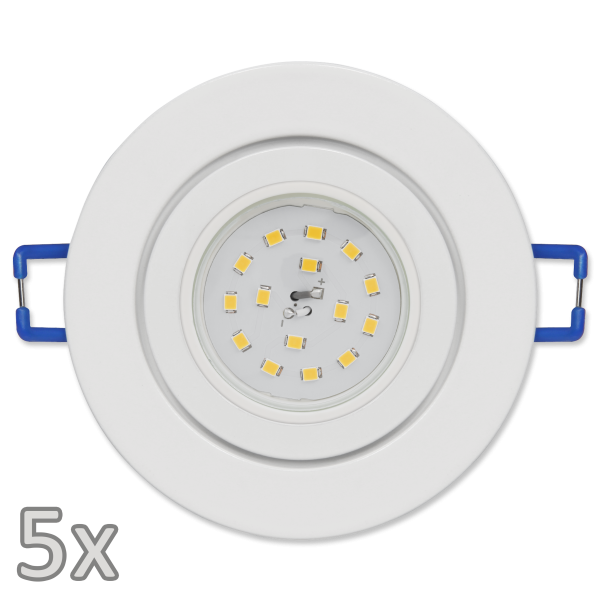 Einbauleuchten-Set McShine, 5xRahmen, 5xLED-Strahler, 5W, 400lm, 230V, weiß,IP44