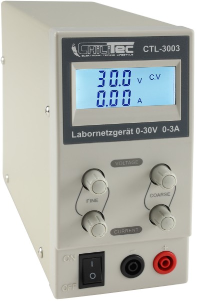 Regelbares Labornetzgerät "CTL-3003" / beleuchtete LCD Anzeige, 0-30V, 0-3A