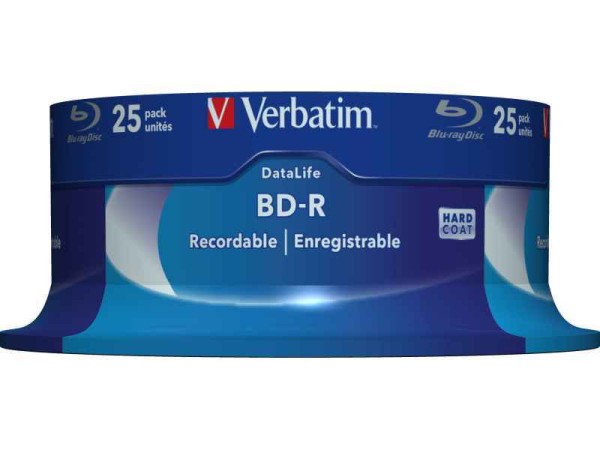 Verbatim BD-R 25GB/1-6x Cakebox (25 Disc) DataLife White Blue Surface