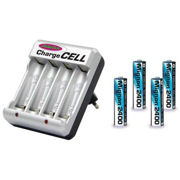 Ladegerät Charge Cell inkl. VE4 AA 1,2V 2400mAh im Blister