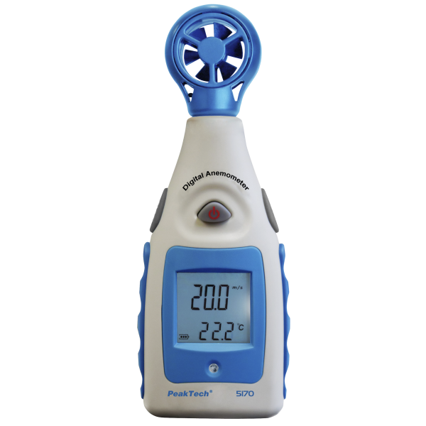 Flügelrad-Anemometer PeakTech ''P5170'', 0-55 Knoten, mit Thermometer, LCD-Anzeige